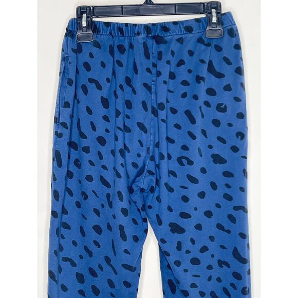 Clare V Leopard Faded Marine Print Pull On Elastic Waist Joggers Blue/Black L - Picture 8 of 11